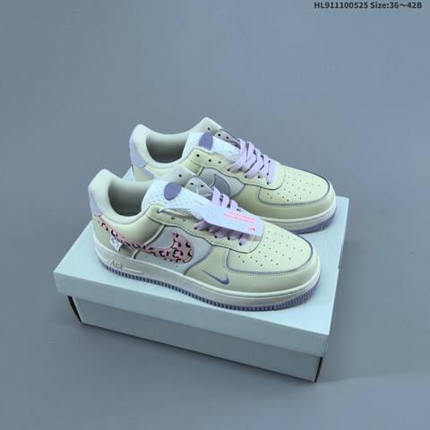 Nike Air Force 1 07 Beige White Purple Pink Black EU 36-42 Sneaker - Unisex (BS-60133)
