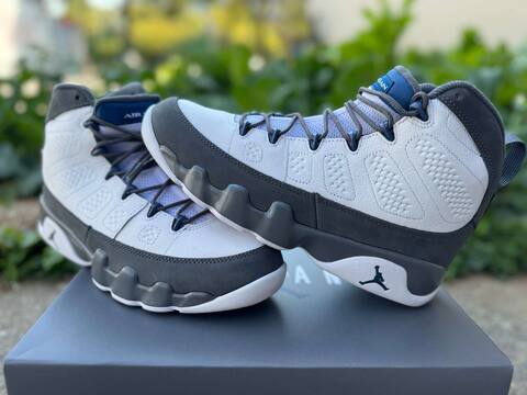 Jordan Air Jordan 9 Flint Grey HV4794-100 White French Blue Flint Grey Basketball Shoe BS-87317