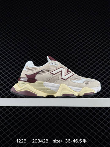 New Balance 9060 Beige White Burgundy Cream Black EU 36-46 5 Sneaker - Unisex (BS-82452)