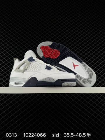 Jordan Air Jordan 4 Retro White Grey Navy Red EU 35 5-48 5 Basketball Shoe - Unisex BS-79668