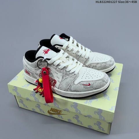 Nike Air Jordan 1 Low White Black Red With Monogram Print EU 36-45 Lifestyle - Unisex (BS-67235)