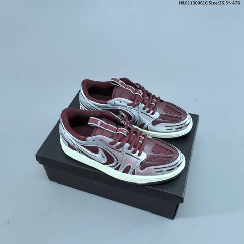Nike Air Jordan 1 Retro Low OG Burgundy Silver Cream 35 5 47B Lifestyle - Women's (BS-65783)