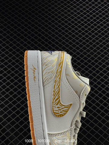 Jordan Air Jordan 1 Low 553558-118 White Gold Grey Gum EU 36-47 Basketball Shoe - Unisex (BS-80564)
