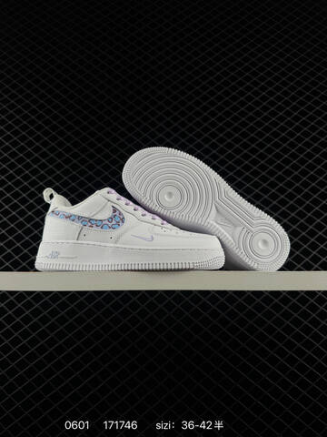 Nike Air Force 1 07 White Light Purple Light Blue Brown EU 36-42 Lifestyle - Unisex (BS-71061)