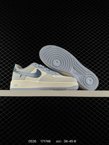 Nike Air Force 1 07 DB3310-990 Off White Light Grey Blue Gold EU 36-45 Skate - Unisex (BS-71191)