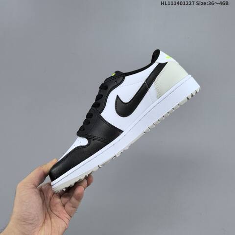 Nike Air Jordan 1 Low Black White With Neon Yellow Accents 36 46B Casual - Women's (BS-67249)