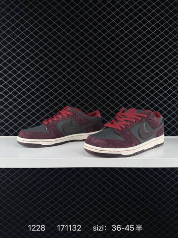 Nike SB Dunk Low Burgundy Black Grey With Red Laces And Off-white Sole EU 36-45 Skate - Unisex (BS-73435)