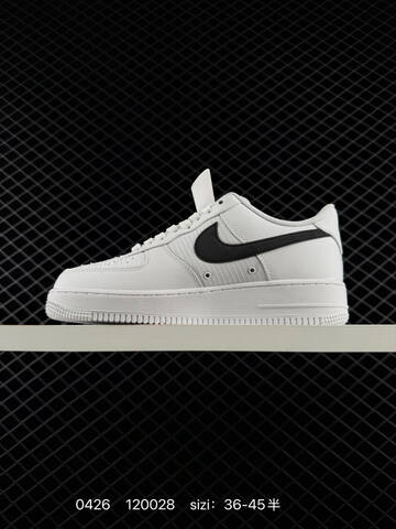 Nike Air Force 1 07 White With Black Swoosh EU 36-45 Half Sizes Available Lifestyle - Unisex (BS-71861)