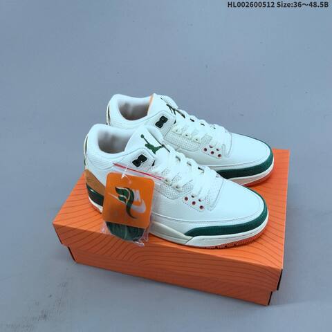 Jordan Air Jordan 3 Retro White Green Orange 36 48 5 Basketball - Unisex (BS-65990)