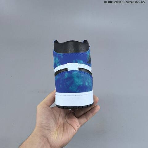 Nike Air Jordan 1 High OG Black Blue White Tie-dye 36 45 Basketball - Unisex (BS-67039)