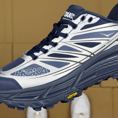 HOKA ONE ONE Mafate Speed 2 Navy Silver Trail Shoe Trail Running Sneakers (BS-86892)