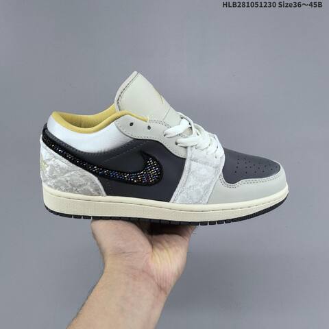 Jordan Air Jordan 1 Low SE Grey Cream Black Yellow EU 36-45 Lifestyle - Unisex (BS-67176)