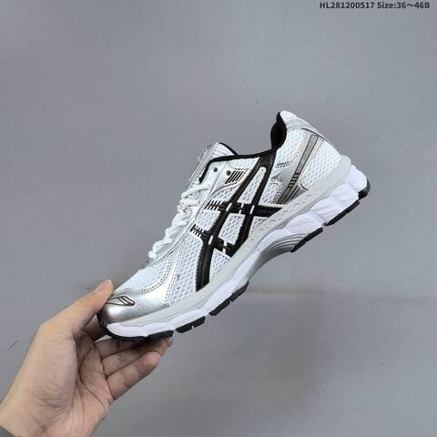 ASICS Gel Kayano 12 White Silver Black 36 46 Running Shoe Running Sneakers - Unisex (BS-68831)