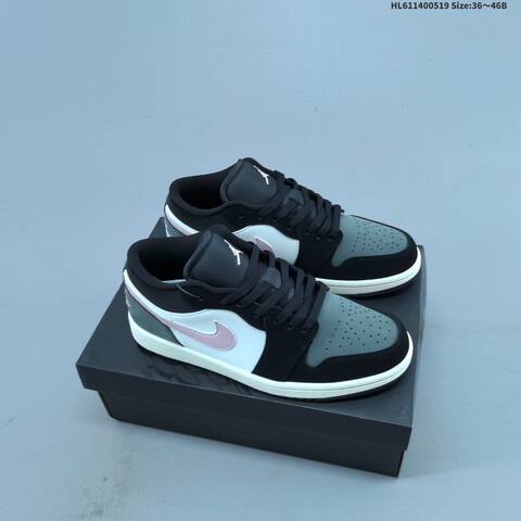 Jordan Air Jordan 1 Low Black White Grey Pink And White Lilac EU 36-46 Casual - Unisex (BS-65928)