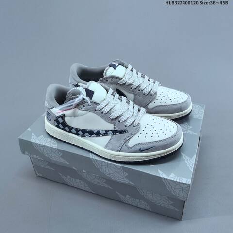 Nike Air Jordan 1 Low White Grey Navy 36 45 Basketball - Unisex (BS-66910)
