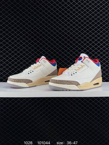 Jordan Air Jordan 3 Retro Seoul 2 0 Sail Beige Brown Red Blue EU 36-47 Basketball Shoe - Unisex BS-80418