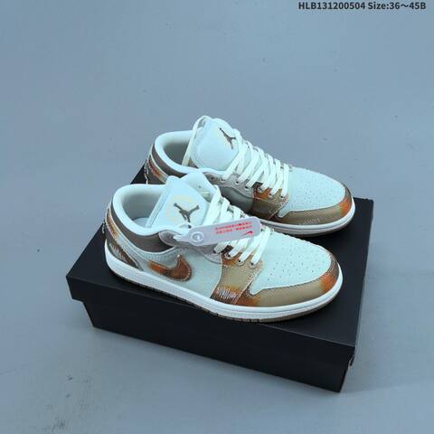 Jordan Air Jordan 1 Low SE Multi-Color Distressed Light Blue Brown Tan White 36 45 Lifestyle - Unisex (BS-66043)