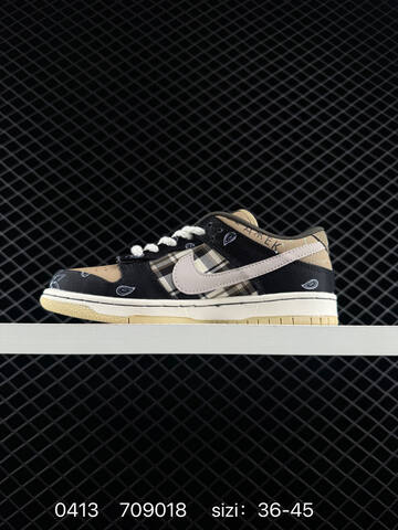Nike Travis Scott SB Dunk Low Black Brown Beige Plaid Paisley EU 36-45 Skate - Unisex (BS-72147)