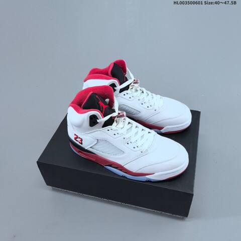 Jordan Air Jordan 5 Retro White Red Black 40 47 5 Basketball - Men's (BS-65823)