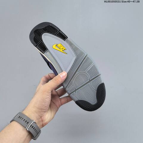 Jordan Air Jordan 4 Retro OG Imperial Purple Black Grey Yellow EU 40-47 5 Basketball - Men's (BS-65837)
