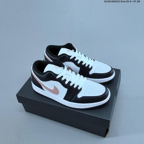 Jordan Air Jordan 1 Low Black White Pink 35 5 47 5B Casual - Unisex (BS-66081)