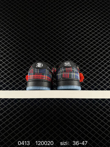 Nike SB Dunk Low HF3063-001 Red Navy Yellow Black Plaid With Black Swoosh Translucent Blue Outsole Pom-Pom Accent EU 36-47 Skate - Unisex BS-72139