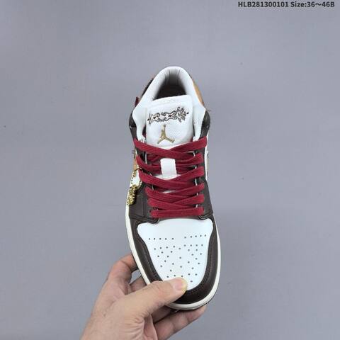 Nike Air Jordan 1 Low White Brown Red Leopard Print 36 46 Lifestyle - Unisex (BS-67141)