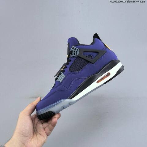 Jordan Air Jordan 4 Retro OG Purple Black Grey Yellow 36 48 5 Basketball - Unisex (BS-66200)