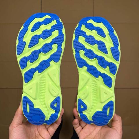 HOKA ONE ONE Clifton 9 Grey Neon Yellow Blue White Running Shoe Running Sneakers (BS-86871)