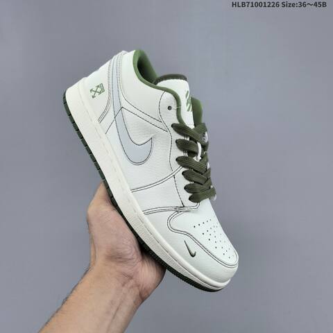 Nike Air Jordan 1 Low White Olive Green EU 36 45 Casual - Unisex (BS-67251)