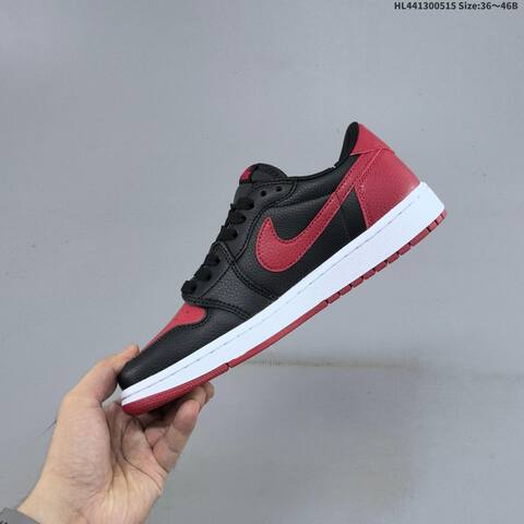 Jordan Air Jordan 1 Low OG Black Red White 36 46B Casual - Women's (BS-65950)