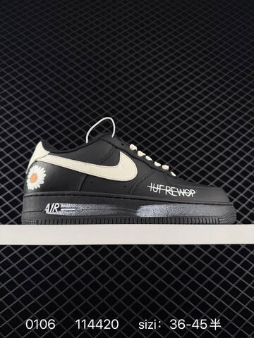 Nike Air Force 1 Low Black White And White Black With Daisy Floral Details EU 36-45 5 Lifestyle - Unisex (BS-73296)