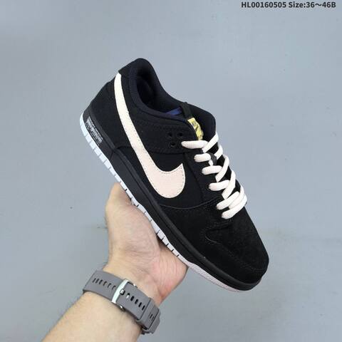 Nike SB Dunk Low Pink Hole Black Pale Pink White Yellow EU 36-46 Skate Shoe - Unisex BS-60516