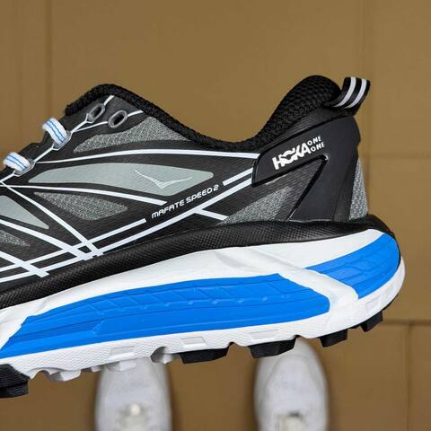 HOKA ONE ONE Mafate Speed 2 Black Grey Blue White Trail Shoe Trail Running Sneakers (BS-86893)
