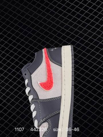 Jordan Air Jordan 1 Low Dark Grey Light Grey Bright Red Off White EU 36-46 Sneaker - Unisex BS-80326