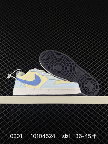 Nike Court Borough Low 2 White Gray With Blue Swoosh And Yellow Variant EU 36-45 Casual - Unisex (BS-72855)