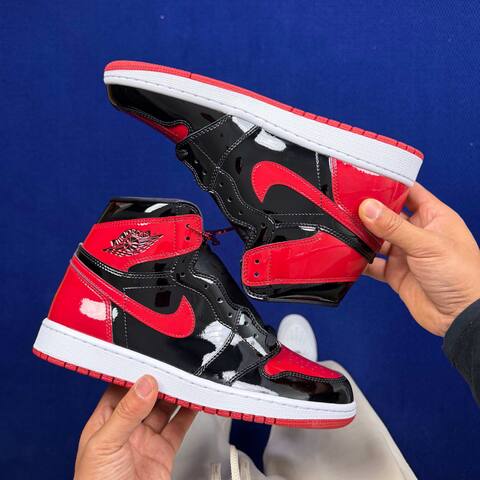 Jordan Air Jordan 1 Retro High OG Patent Bred 555088-063 Black Red White EU 42 5 Basketball Shoe - Men's (BS-87159)