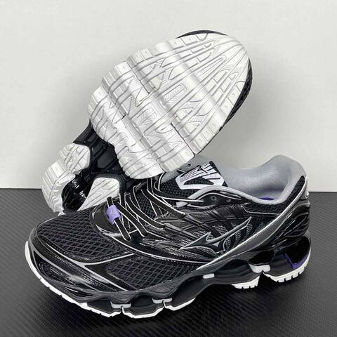 Mizuno Wave Prophecy LS Black Silver Purple White Running Shoe Running Sneakers (BS-86779)