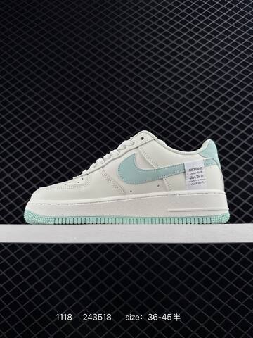 Nike Air Force 1 Low White With Mint Blue Accents 36-45 Lifestyle - Unisex (BS-74148)