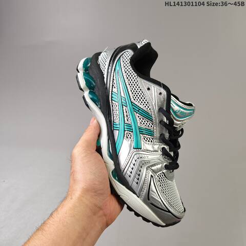 ASICS GEL-KAYANO 14 Silver White Neon Lime Blue EU 36-45 Running Shoe Running Sneakers - Unisex (BS-69326)