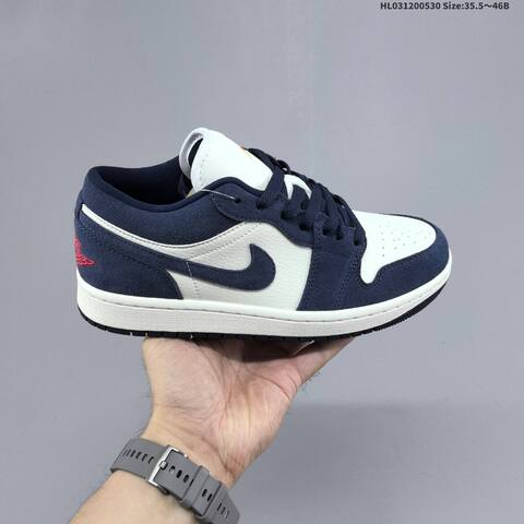Jordan Air Jordan 1 Low Obsidian Suede Navy White 35 5 46B Lifestyle - Women's (BS-65847)
