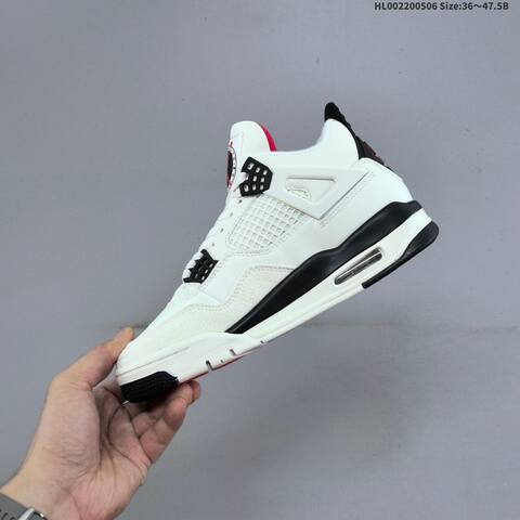 Jordan Air Jordan 4 Retro White Black Red 36 47 5 Basketball - Unisex (BS-66030)