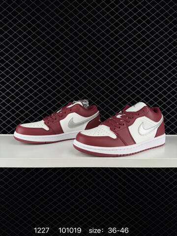Jordan Air Jordan 1 Low White Burgundy Silver EU 36-46 Sneaker - Unisex BS-79978