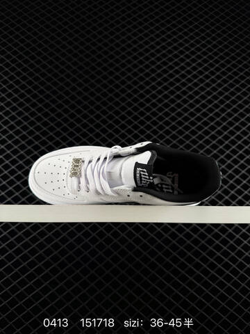 Nike Air Force 1 07 Low White With Patent Black Swoosh Black Heel Tab And Black Lining EU 36-45 Half Sizes Available Lifestyle - Unisex (BS-72136)