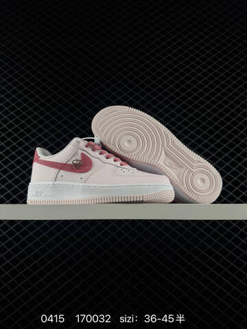 Nike Air Force 1 07 Light Pink With Berry Pink Swoosh Laces And Heel Accents White Midsole EU 36-45 Half Sizes Available Lifestyle - Unisex (BS-72084)