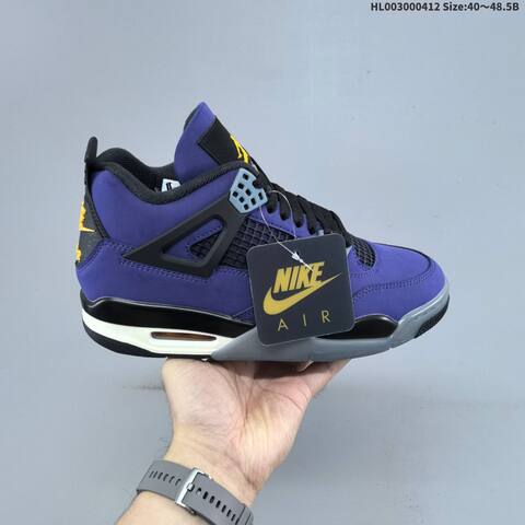Jordan Air Jordan 4 Retro OG Imperial Purple Black Grey Yellow 40 48 5 Basketball - Men's (BS-66226)