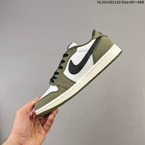 Nike Air Jordan 1 Retro Low OG White Olive Black 40 46 Casual - Men's (BS-63427)