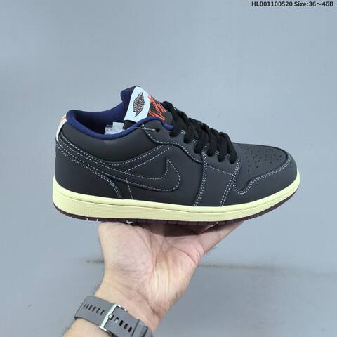Jordan Air Jordan 1 Low Eastside Golf Black Charcoal With Sail Midsole And Burgundy Outsole EU 36-46 Casual - Unisex (BS-65918)