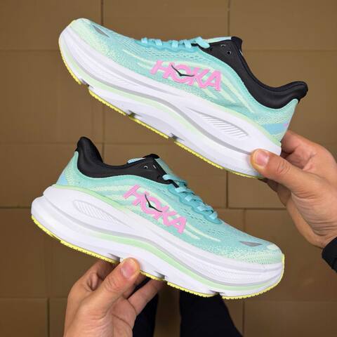HOKA Bondi 9 Mint Green Pink White Black Yellow Running Shoe Running Sneakers BS-86906