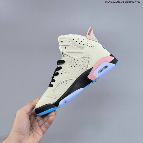 Jordan Air Jordan 6 Retro Pink Black Blue And White Black Blue EU 40-47 Basketball - Men's (BS-67126)